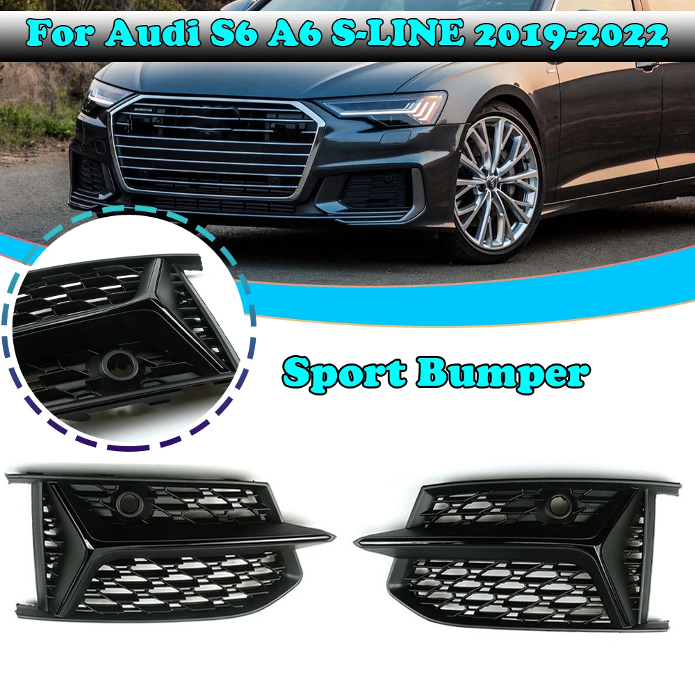 Для S6 Sline C8 Спортивный Бампер Сотовая Крышка Передней Противотуманной Фары Решетка Противотуманной Фары Крышка Для Audi A6 S6 SLine 2019-2022 Автомобильные Аксессуары 0