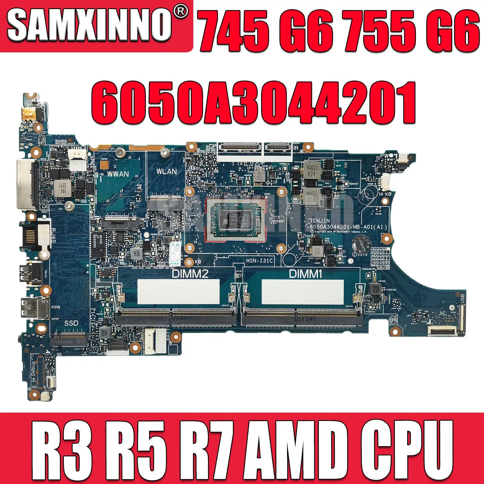 Для HP EliteBook 745 G6 755 G6 Материнская плата ноутбука с процессором AMD 6050A3044201 R3-3300 R5-3500 R7-3700 Материнская плата 0