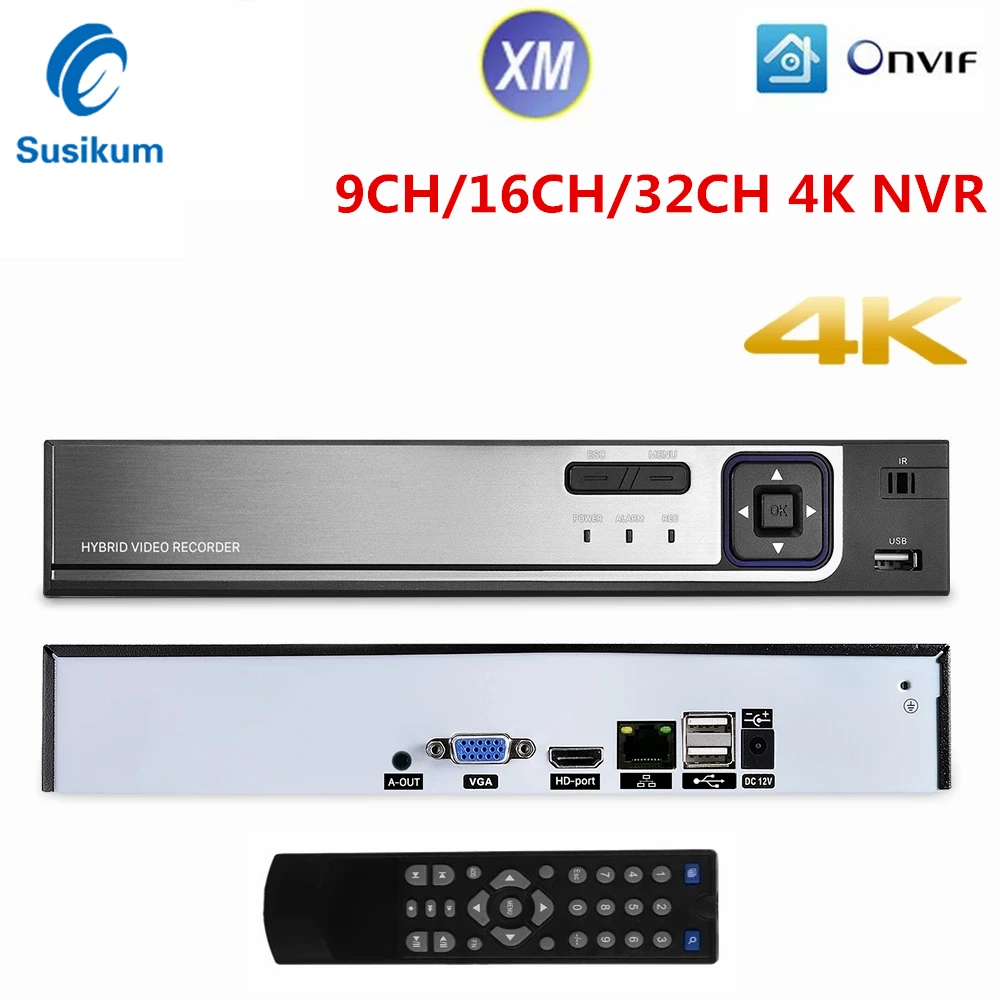 8-Мегапиксельный сетевой IP-Видеомагнитофон 9CH 16CH 32CH H.265 CCTV NVR XMEye APP P2P ONVIF Для системы IP-камер 4K 0