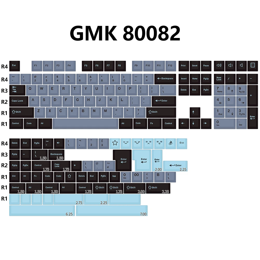 KBDiy Вишневый Профиль Double Shot GMK 80082 Keycap для Механической клавиатуры DYE-SUB Черный Синий ABS Keycaps На Заказ 173 Клавиши Cap 0