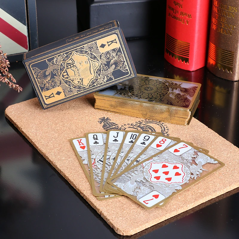 Игральные карты с золотыми краями (55 карточек) Водонепроницаемые пластиковые карты для коллекции покера, карты для настольной игры, карты для покера, Рождественский подарок, покер 0