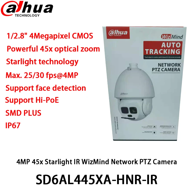 PTZ-камера Dahua WizMind SD6AL445XA-HNR-IR 4MP 45x Starlight IR Сетевая PTZ-камера IP67 С поддержкой Hi-POE Распознавания лиц SMD PLUS 0
