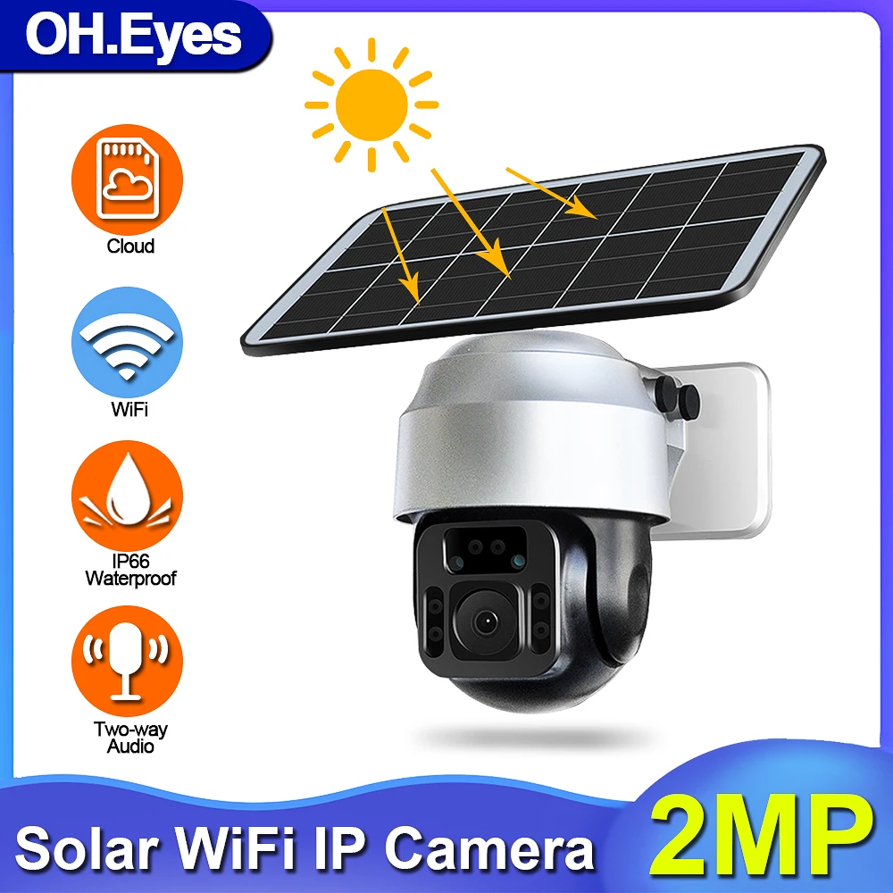 Солнечная Wifi CCTV PTZ IP-камера 1080P HD Уличная Водонепроницаемая Двухсторонняя аудио Система видеонаблюдения Беспроводная 2MP 0