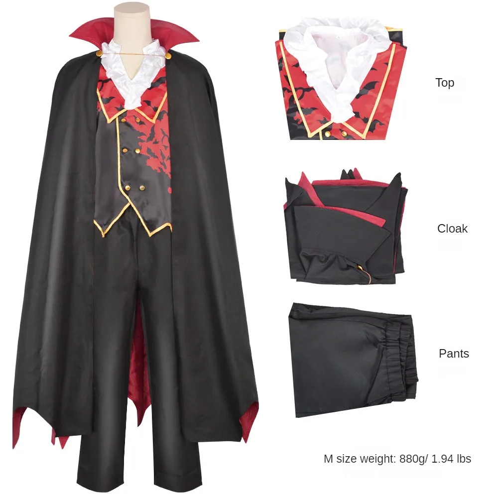 Аниме Вампир Cos Костюм Полный комплект Ужасов Вампир Ролевой костюм Сценическая одежда для выступлений Косплей Черная накидка на Хэллоуин 0
