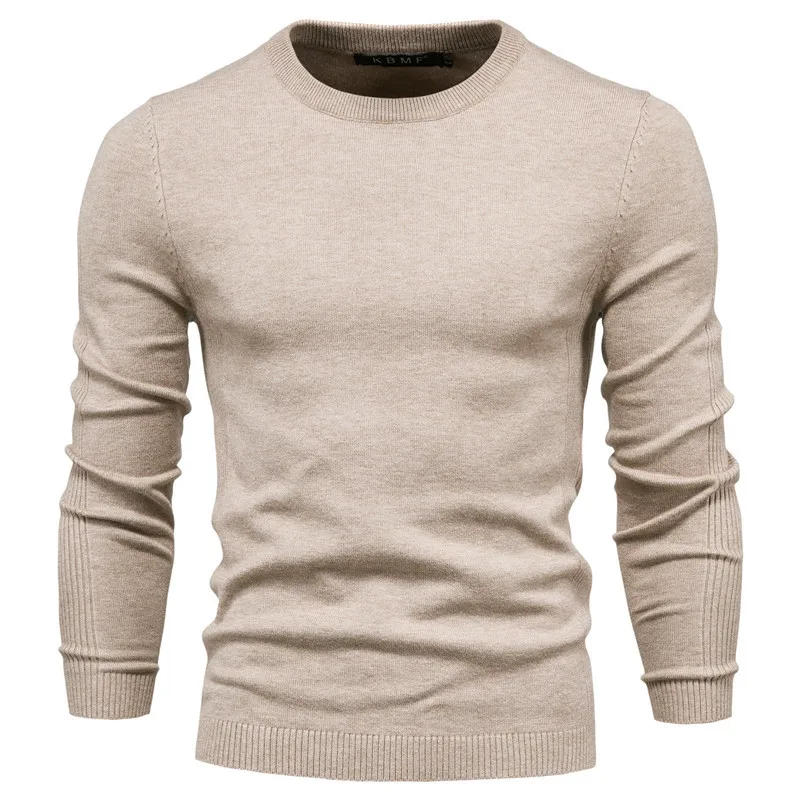 Новая модная мужская футболка с круглым вырезом, осенне-зимний толстый свитер, мужской свитер с круглым вырезом, приталенный мужской свитер, мужской вязаный топ 0
