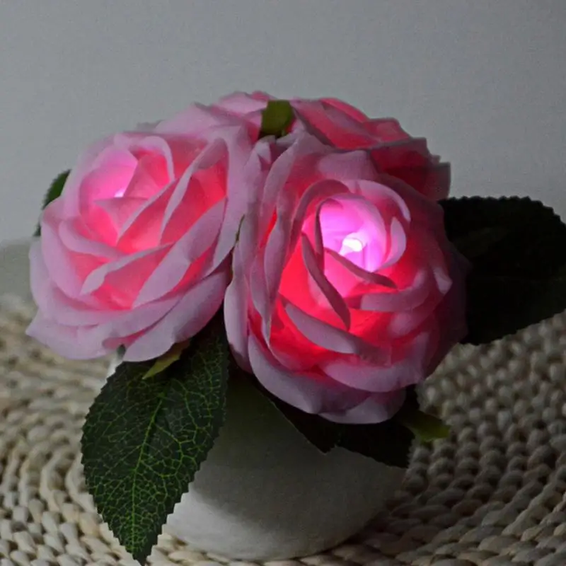 Лампа с розовым светом Атмосферный светильник на батарейках Ландшафтный светильник 3 В Искусственные цветы Светодиодная настольная лампа с керамическим цветочным горшком 1