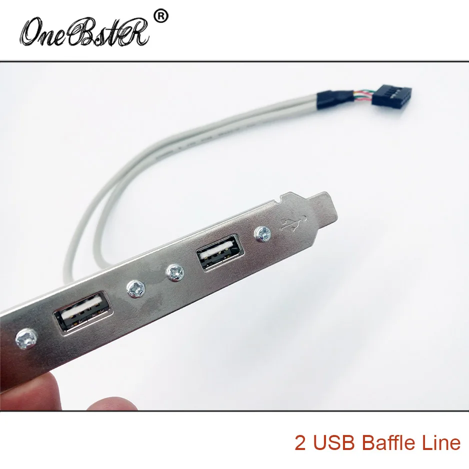 USB-кабель расширения Двухпортовая USB-перегородка Линия материнской платы ПК USB Задняя перегородка Шасси компьютера USB-перегородка Линия Бесплатная доставка 1