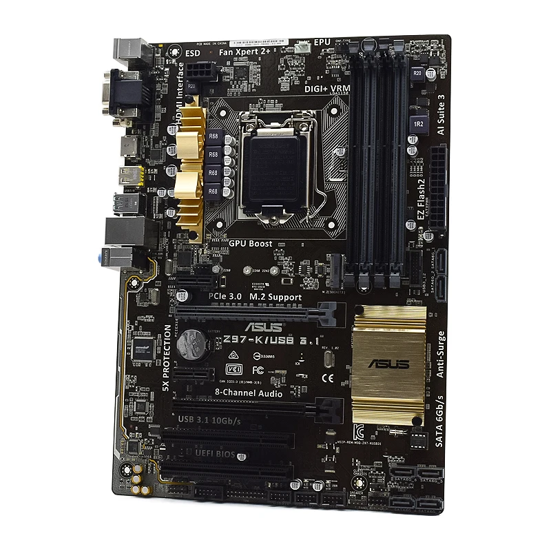 Материнская плата LGA 1150 ASUS Z97-K/USB3.1 Материнская плата Intel Z97 4 × DDR3 32 ГБ USB3.1 PCI-E 3.0 M.2 VGA ATX Для Core i3-4170 i5-4430 1