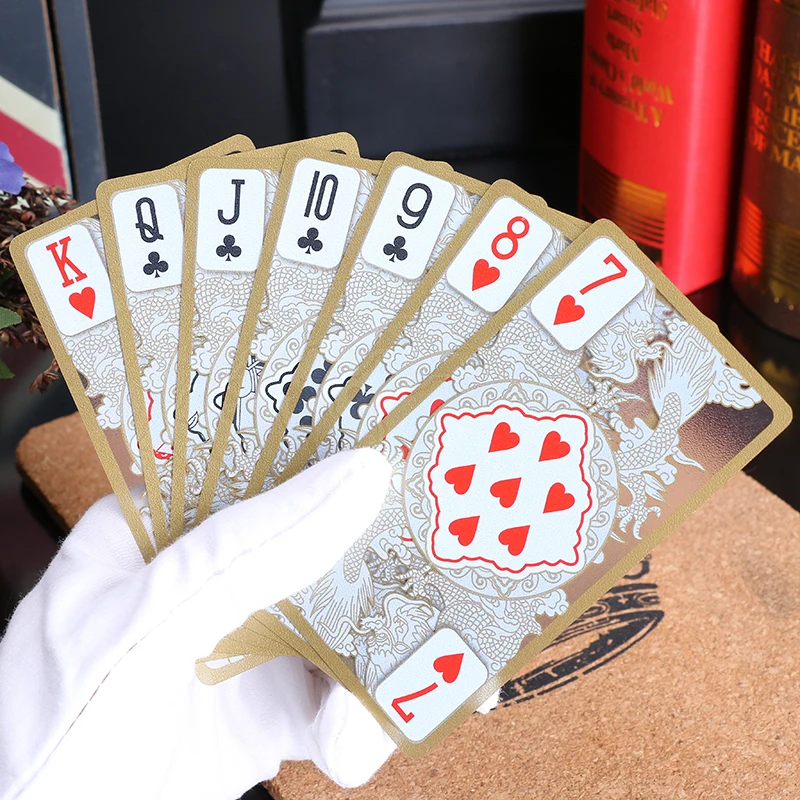 Игральные карты с золотыми краями (55 карточек) Водонепроницаемые пластиковые карты для коллекции покера, карты для настольной игры, карты для покера, Рождественский подарок, покер 1
