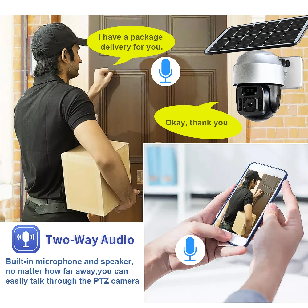 Солнечная Wifi CCTV PTZ IP-камера 1080P HD Уличная Водонепроницаемая Двухсторонняя аудио Система видеонаблюдения Беспроводная 2MP 1