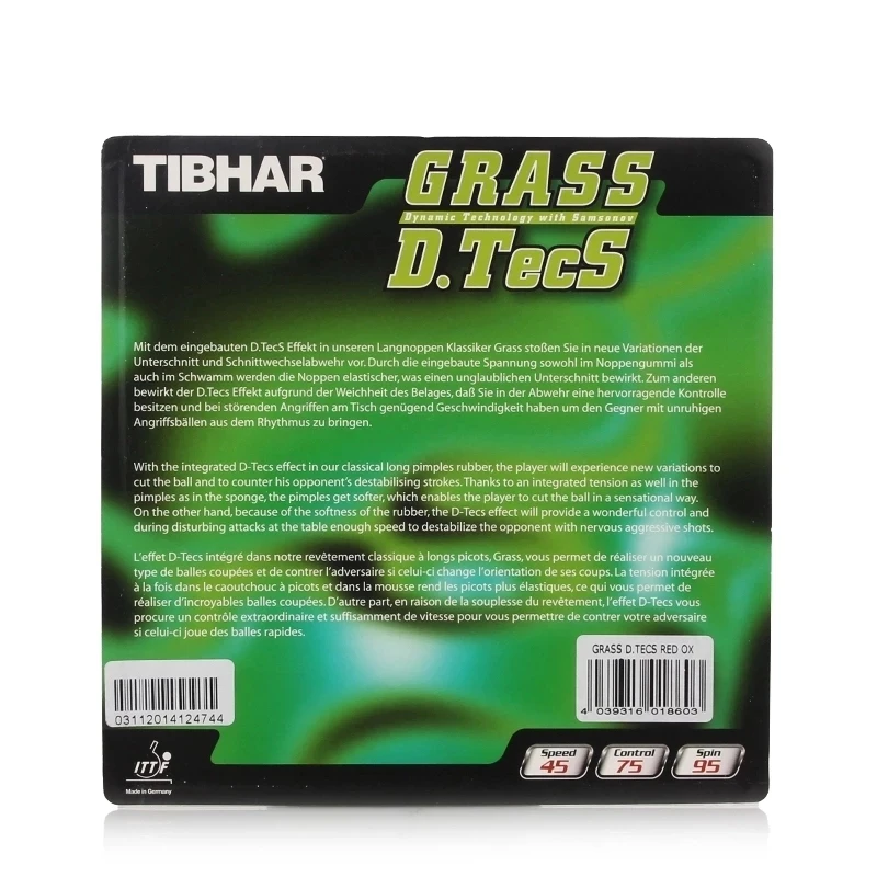 TIBHAR GRASS D.TECS Pips-Длинная Защитная резина для настольного тенниса С Губкой Или OX Только немецкого производства Длинный Лист для пинг-понга с Пупырышками 1