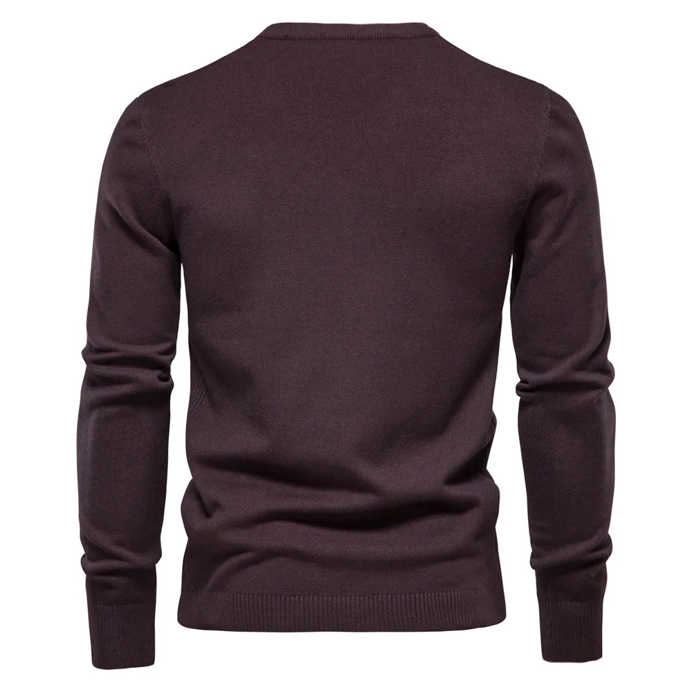 Новая модная мужская футболка с круглым вырезом, осенне-зимний толстый свитер, мужской свитер с круглым вырезом, приталенный мужской свитер, мужской вязаный топ 1