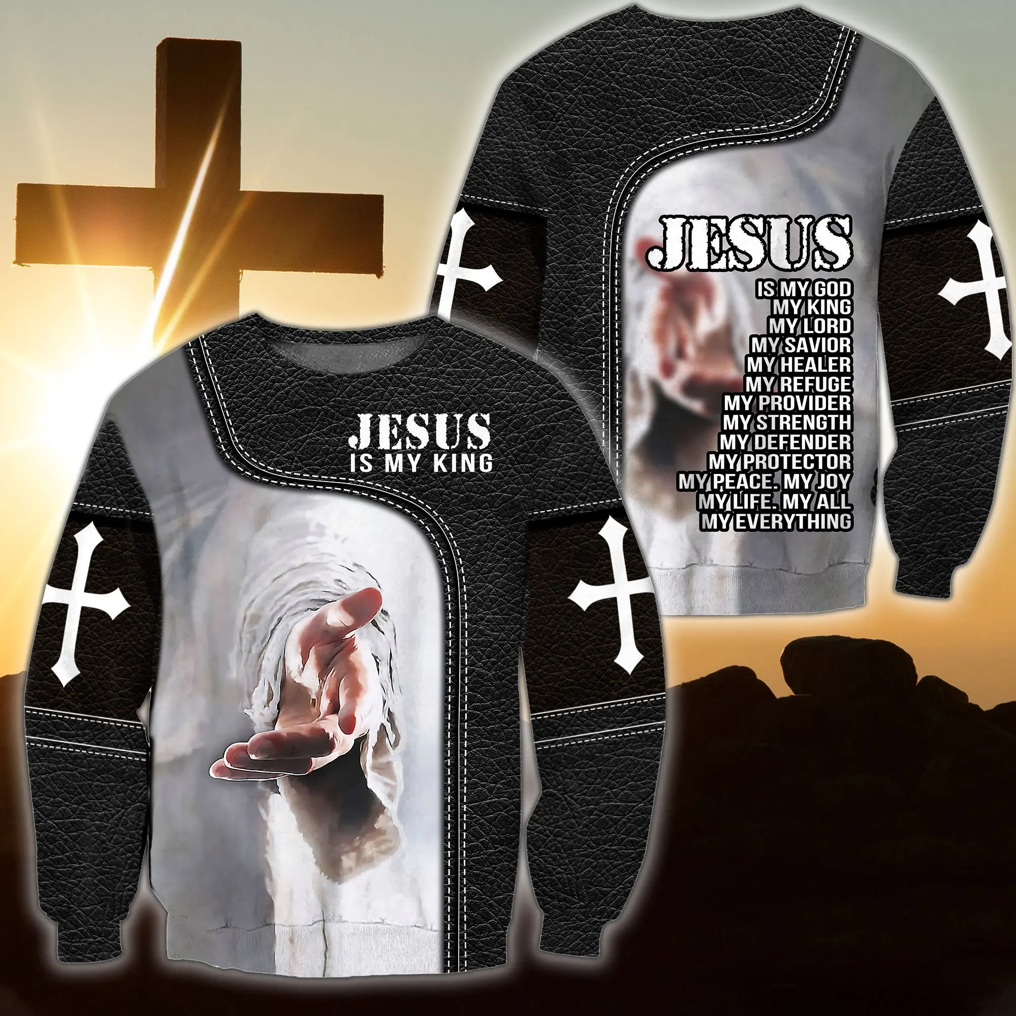 Иисус-мой король, повседневная толстовка, Весенний пуловер Унисекс с 3D печатью, Сублимационный пуловер на молнии, Harajuku, Модная мужская / женская толстовка 1