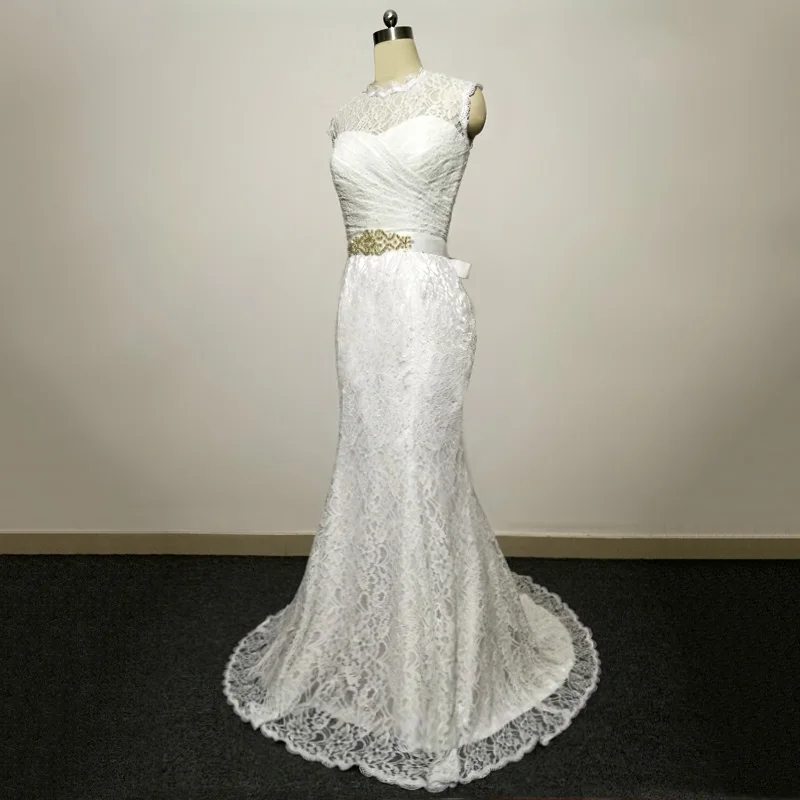 E JUE SHUNG/ белые кружевные свадебные платья русалки с украшением в виде кристаллов, свадебные платья Vestidos De Novia 2