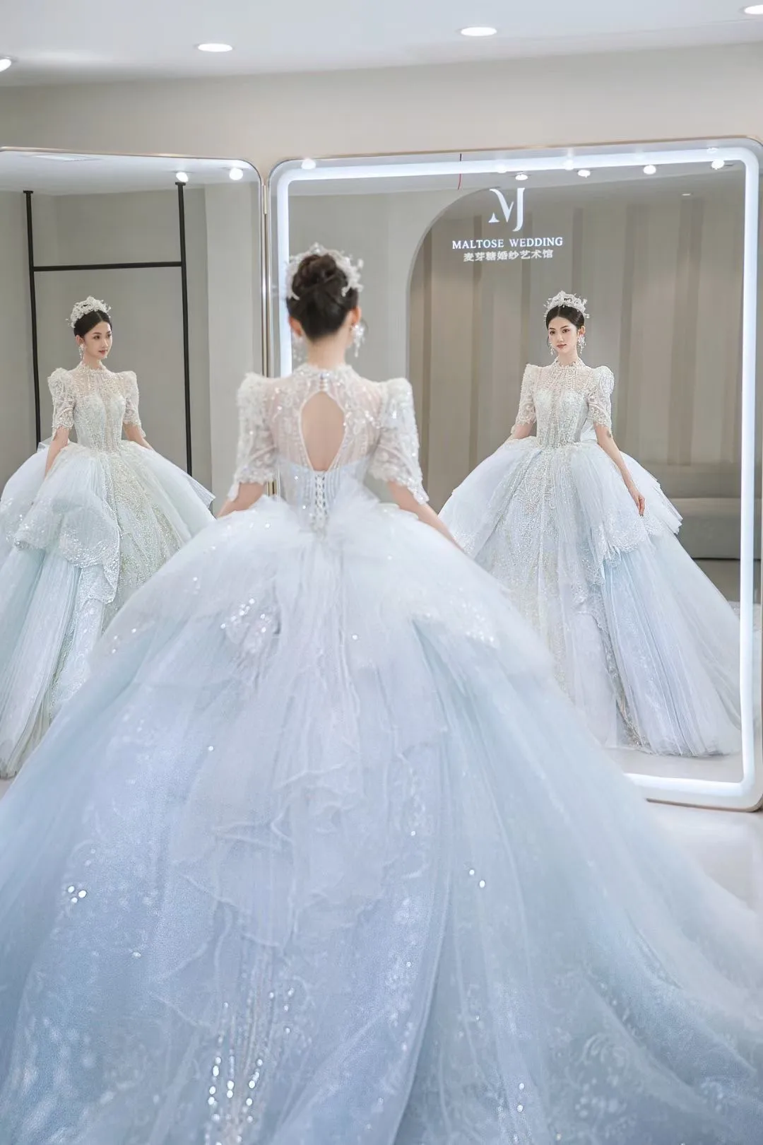 Ltt Коллекция 2023, пышное бальное платье принцессы с кристаллами, серо-голубые нарядные свадебные платья для новобрачных 2
