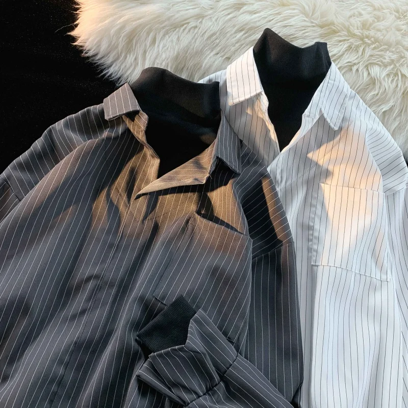 Мужская рубашка с длинными рукавами в высококачественную полоску ropa hombre camisa hawaiana, летняя мужская одежда, мода 2023 года 2