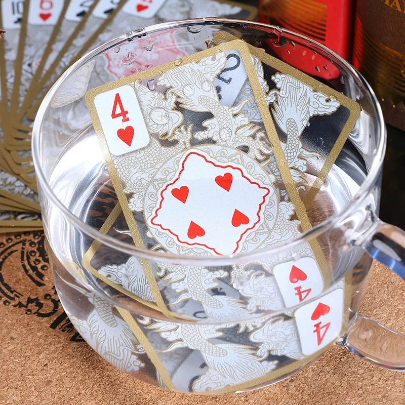Игральные карты с золотыми краями (55 карточек) Водонепроницаемые пластиковые карты для коллекции покера, карты для настольной игры, карты для покера, Рождественский подарок, покер 2