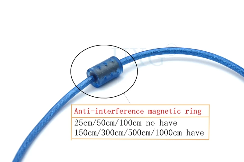 Высокоскоростной Прозрачный Синий Кабель для принтера USB 2.0 типа A с разъемом типа B с двойным экранированием для 0,3 м, 1,5 м, 3 м, 5 м 2