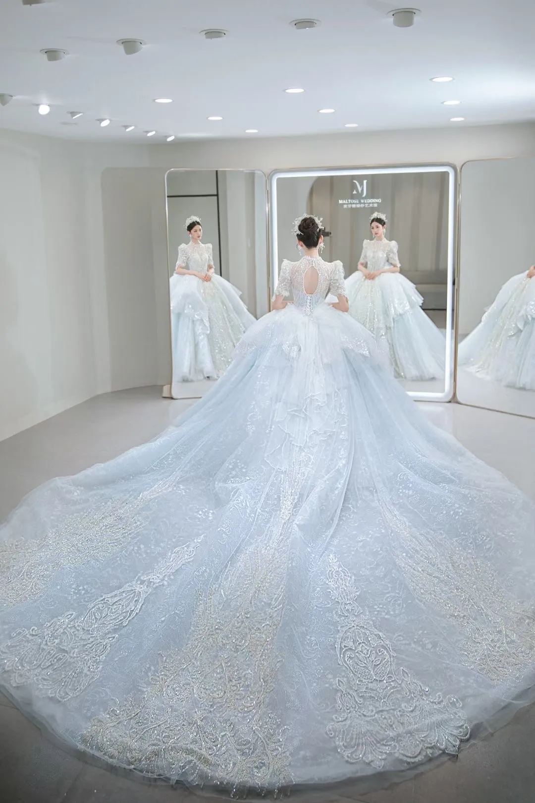 Ltt Коллекция 2023, пышное бальное платье принцессы с кристаллами, серо-голубые нарядные свадебные платья для новобрачных 3