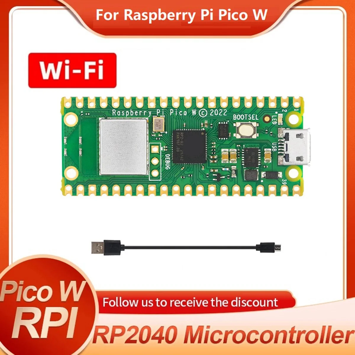 Новая плата разработки Pico W + комплект USB-кабелей для Pico W RP2040 Dual Core 2MByte Flash Wireless Wifi 3