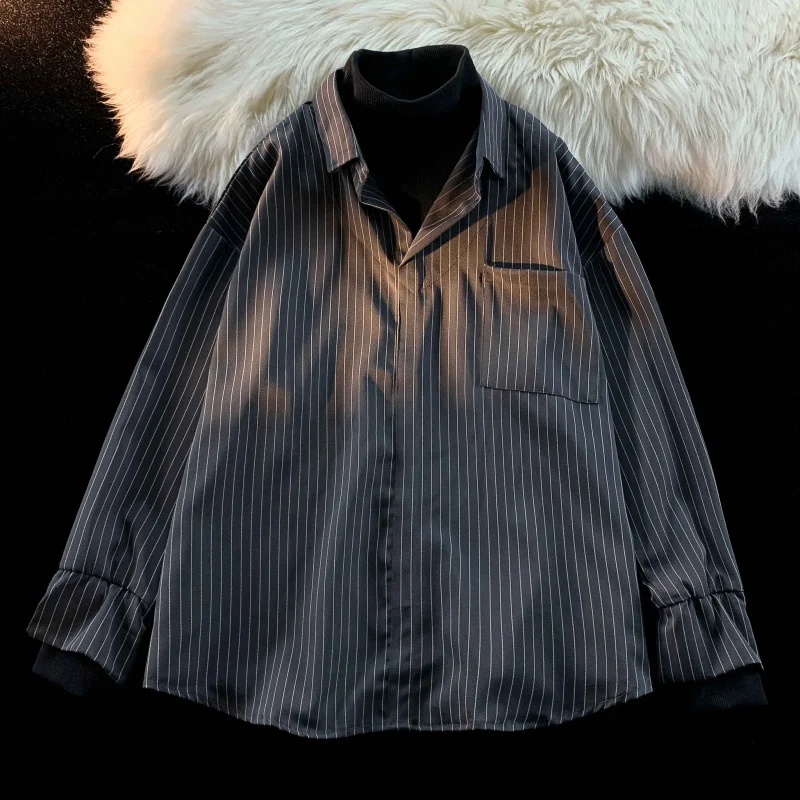 Мужская рубашка с длинными рукавами в высококачественную полоску ropa hombre camisa hawaiana, летняя мужская одежда, мода 2023 года 3