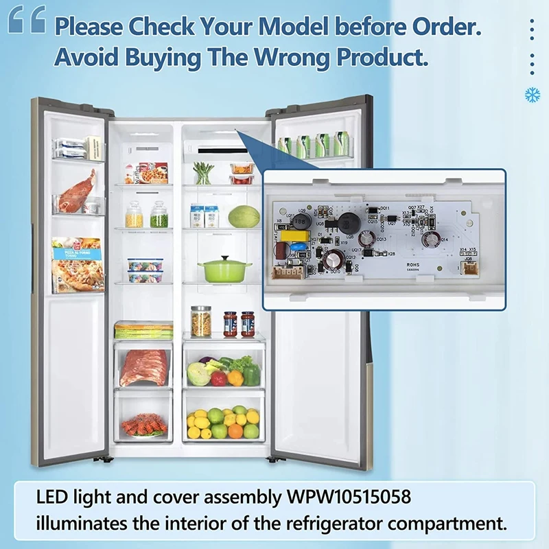 Светодиодная лампа WPW10515058 W10515058 W10522611 подходит для холодильника Whirlpool Kenmore Maytag 3