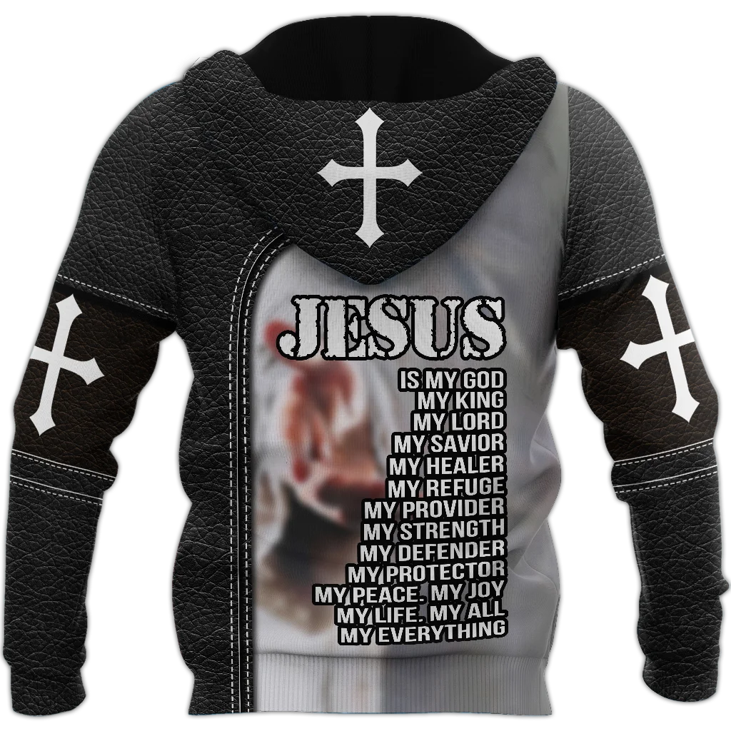 Иисус-мой король, повседневная толстовка, Весенний пуловер Унисекс с 3D печатью, Сублимационный пуловер на молнии, Harajuku, Модная мужская / женская толстовка 3