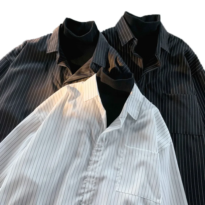 Мужская рубашка с длинными рукавами в высококачественную полоску ropa hombre camisa hawaiana, летняя мужская одежда, мода 2023 года 4