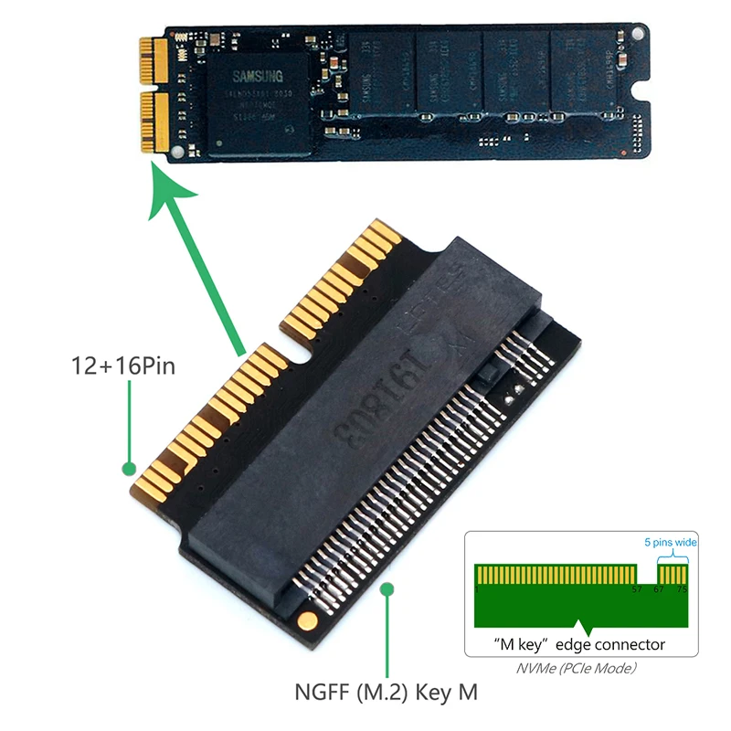 Адаптер SSD для Macbook M.2 NVMe PCI-E M2 NGFF SSD Конвертер карты для Apple Macbook 2013 2014 2015 2016 2017 A1465 A1466 A1502 A1398 4