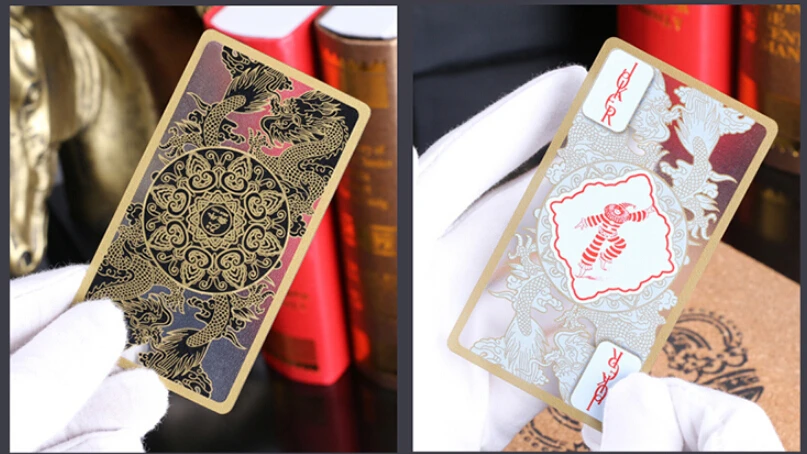 Игральные карты с золотыми краями (55 карточек) Водонепроницаемые пластиковые карты для коллекции покера, карты для настольной игры, карты для покера, Рождественский подарок, покер 4