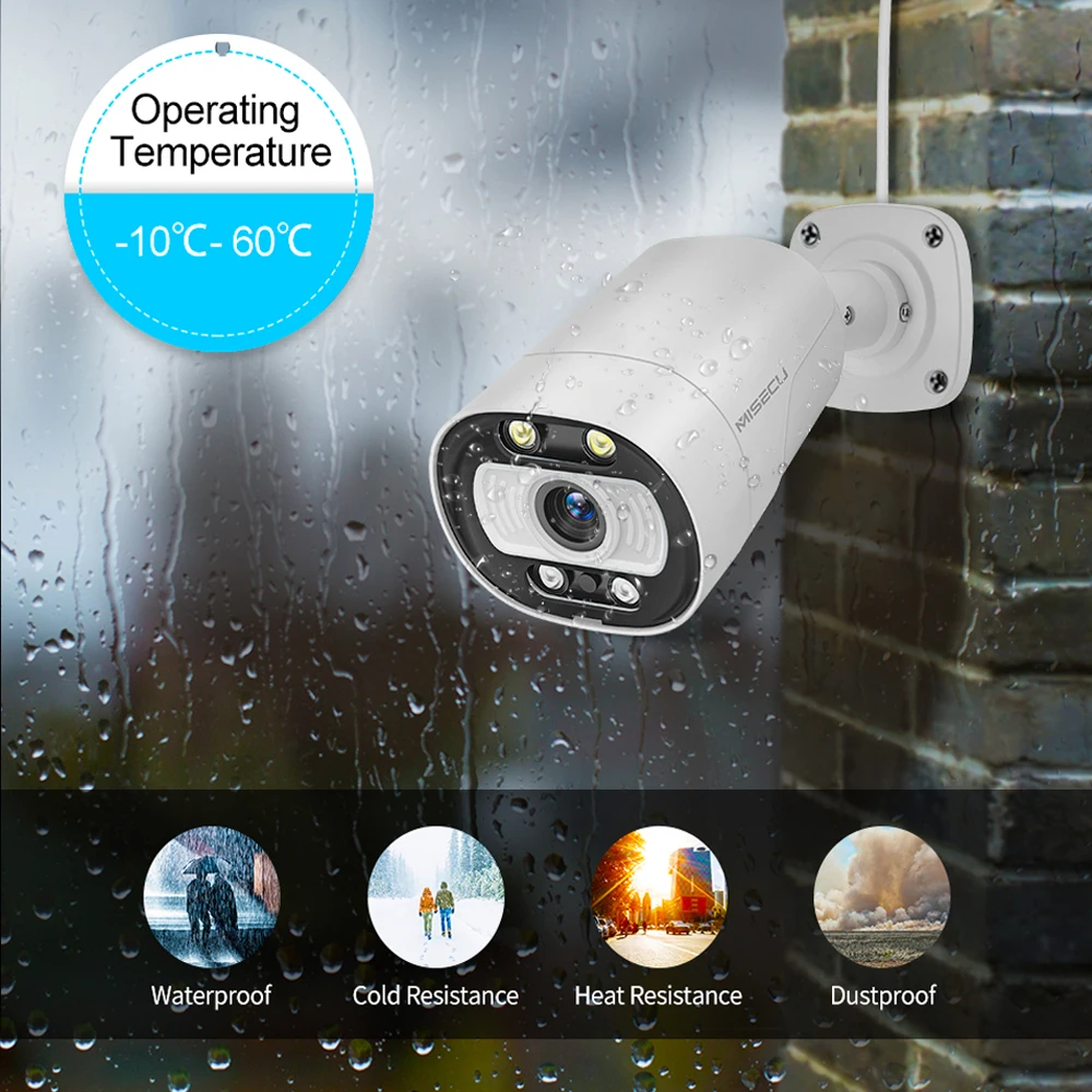 Камера безопасности MISECU 4K POE 8MP 5MP Наружная камера видеонаблюдения Двухстороннее аудио Полноцветное ночное видение Защита домашней безопасности 4