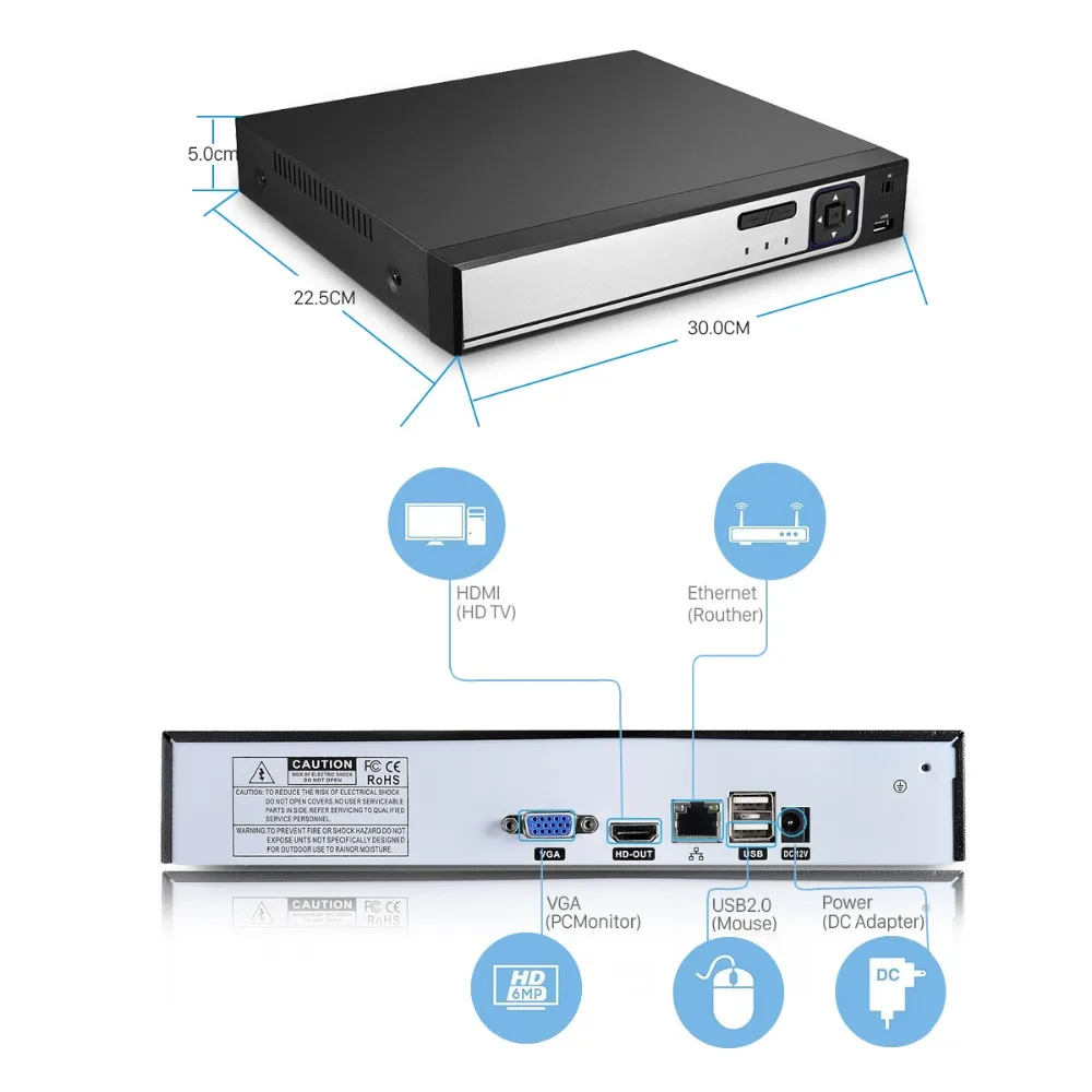 8-Мегапиксельный сетевой IP-Видеомагнитофон 9CH 16CH 32CH H.265 CCTV NVR XMEye APP P2P ONVIF Для системы IP-камер 4K 5