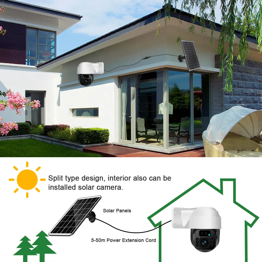 Солнечная Wifi CCTV PTZ IP-камера 1080P HD Уличная Водонепроницаемая Двухсторонняя аудио Система видеонаблюдения Беспроводная 2MP 5