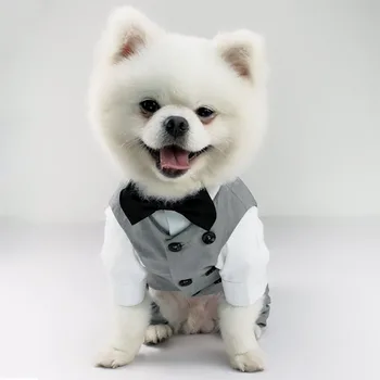 Официальный костюм-смокинг для собак, жилет с галстуком-бабочкой, Костюм джентльмена для домашних животных, Свадьбы, дня рождения, маленьких, средних, крупных пород