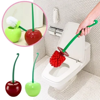 Красный/Зеленый Держатель для Туалетной щетки в форме вишни, Набор для чистки ванной комнаты, Креативная Прекрасная щетка для чистки Унитаза