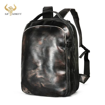 Мужская дорожная сумка для кофе из толстой натуральной кожи, университетская школьная сумка для книг, дизайн из воловьей кожи, мужской рюкзак, студенческая сумка 621-d