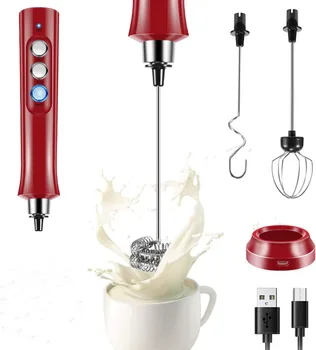 Электрическая Взбивалка для Яиц, Вспениватель молока, Пенообразователь 3 В 1, USB Перезаряжаемый Высокоскоростной Миксер для напитков, Ручной Пенообразователь, Палочка для взбивания кофе