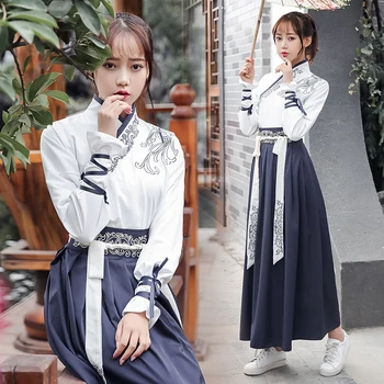 Китайский Древний костюм Ханфу для женщин, Восточная одежда династии Хань, Сценический костюм Фехтовальщика, одежда для народных танцев 90