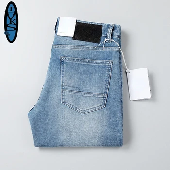 Новые Высококачественные стрейчевые мужские джинсы, модные тонкие повседневные джинсовые брюки для мужчин, облегающие брюки длиной до щиколоток, Весна и лето
