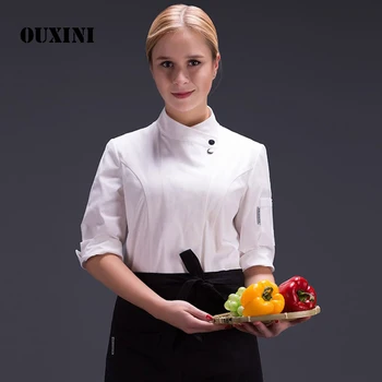 кухонная куртка шеф-повара, белая Гостиничная униформа, летняя рабочая одежда официанта ресторана, женская кухонная куртка