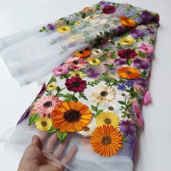 LYYN83, африканская кружевная ткань, вышитая чудесными цветами, высококачественный французский тюль, кружевная ткань для вечеринки/свадебного платья