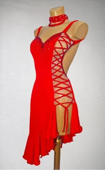 Продвинутая юбка для латиноамериканских танцев, Женская Красная Сексуальная Стандартная одежда для латиноамериканских танцев, Высококачественное платье для латиноамериканских танцев Rumba