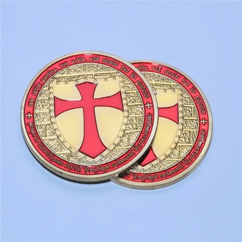 Сувенирная монета Красных рыцарей-Тамплиеров-Крестоносцев, Крест Времен Гражданской войны Южного Альянса, Позолоченная Памятная монета в подарок