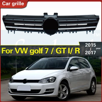 Для Volkswagen Vw Golf MK7 Передняя центральная решетка, черный Хром ABS, Верхняя решетка радиатора для Golf 7 /GT I/R 2015-2017