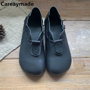 Careaymade-Новая универсальная женская обувь на низком каблуке из мягкой кожи с круглым носком и потертостями, персонализированный комфорт