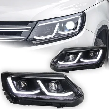 Автомобильные фары для VW Tiguan Объектив проектора фары 2007-2016 Динамический сигнальный головной фонарь СВЕТОДИОДНЫЕ фары Drl Автомобильный Аксессуар