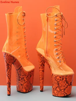 Прозрачные ботинки с перекрестным ремешком, Новое поступление 2022, женские разноцветные ботинки на платформе 20 см с острым каблуком и круглым носком, Пикантные Модные Элегантные