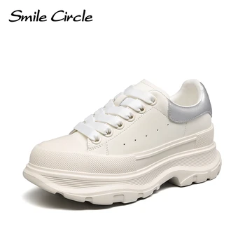 Женские кроссовки Smile Circle с массивным носком, Повседневная обувь на шнуровке, Модные кроссовки с толстой подошвой