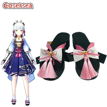Cosersea Game/ Обувь для косплея Genshin Impact Ayaka; Женская или мужская обувь на высоком каблуке; Женские черные летние сандалии на Хэллоуин;