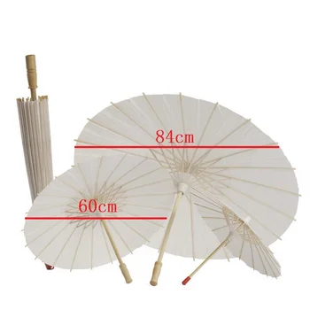 15шт 30шт Диаметр 60см 84см Свадебные Зонтики Для новобрачных Белые Бумажные Зонтики Китайские Мини-зонтики для рукоделия Свадебные зонтики